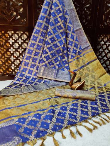 Decode Blue Cotton Silk Saree