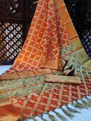 Decode Orange Cotton Silk Saree