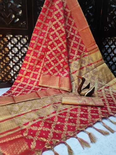 Decode Red Cotton Silk Saree