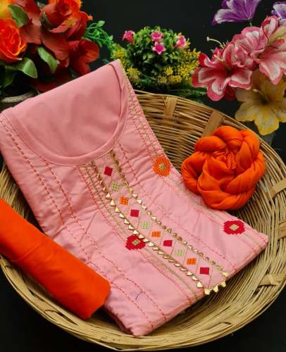 GJ LightPink Cotton Dress Material
