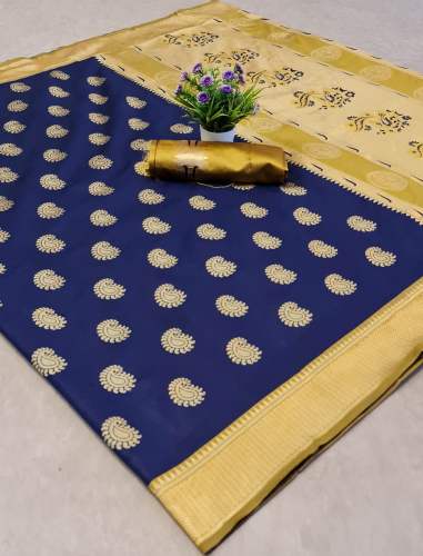 Goldan Keri Navy Blue Silk Saree