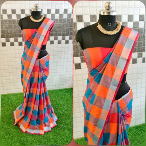 Hayat Orange Cotton Silk Saree