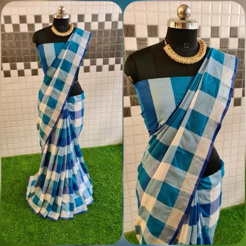 Hayat Sky Blue Cotton Silk Saree