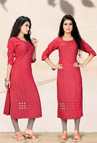  JASHAN Pink Cotton Kurti