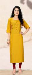  JASHAN  Yellow Cotton Kurti