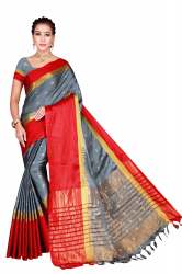 Kaveri Grey Cotton Saree