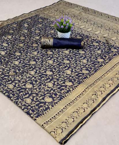 Keri Blue Jacquard Cotton Silk Saree 