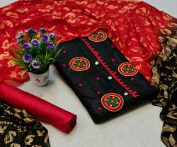 Lajwanti Black Cotton Dress Material