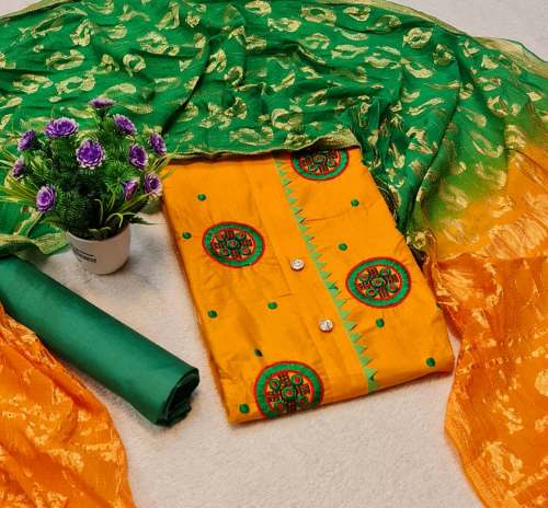 LAJWANTI  Yellow Cotton Dress Material