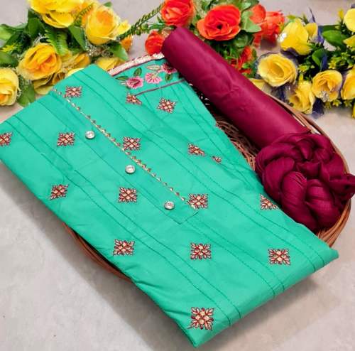 Leeza Blue  Cotton Dress Material