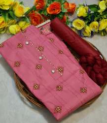 Leeza Pink Cotton Dress Material