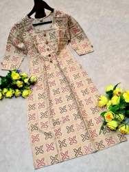 Life style Cream cotton kurti 