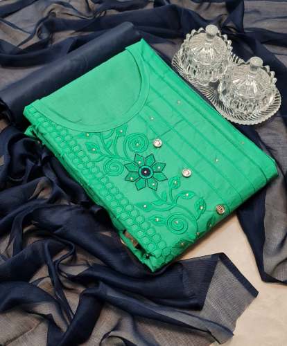 mallika Blue  cotton Dress material