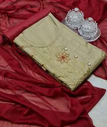 mallika Mehendi Green cotton Dress material