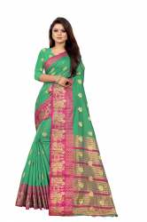 MONIKA BUTI PALLU green cotton silk saree