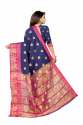 MONIKA BUTI PALLU Navy Blue cotton silk saree thumb 2