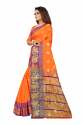 MONIKA BUTI PALLU orange cotton silk saree thumb 1