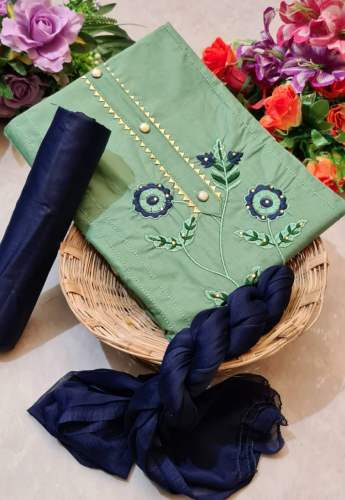 Nirzara LightGreen Cotton Dress Material