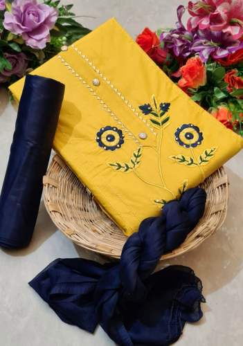 Nirzara Yellow Cotton Dress Material
