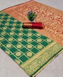 Peacock  Light Green Banarasi Silk Saree