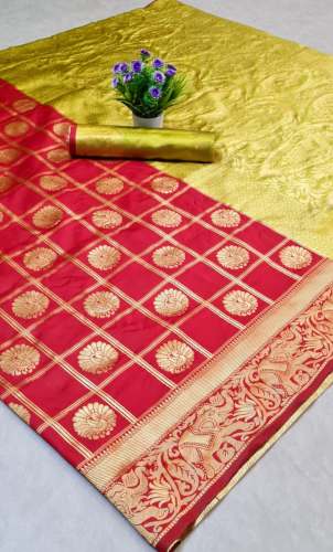 Peacock  Red Banarasi Silk Saree