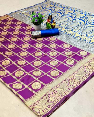 Peacock Violet  Banarasi Silk Saree