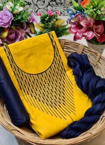 RINKU Yellow Cotton Dress Material