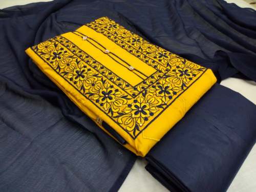 ROSSY Yellow cotton Dress material