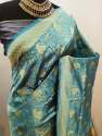 Royal vol- 1 Blue cotton silk saree thumb 1