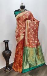 Royal vol- 1  Marron cotton silk saree