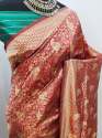 Royal vol- 1  Marron cotton silk saree thumb 1