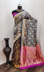 Royal vol- 1  Navy Blue cotton silk saree