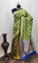Royal vol- 1 olive green cotton silk saree