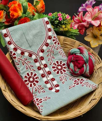 Rukshana LightBlue Cotton Dress Material