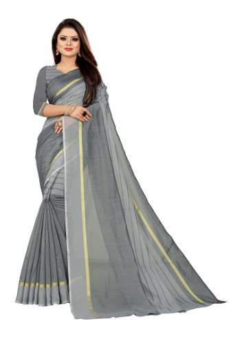 RUSTAM VOL 2 Grey cotton silk saree