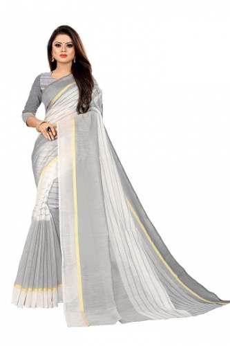 RUSTAM VOL 2 white  cotton silk saree