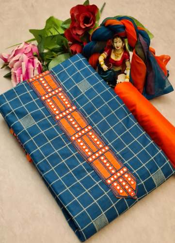 Saanvi Blue Cotton Dress Material