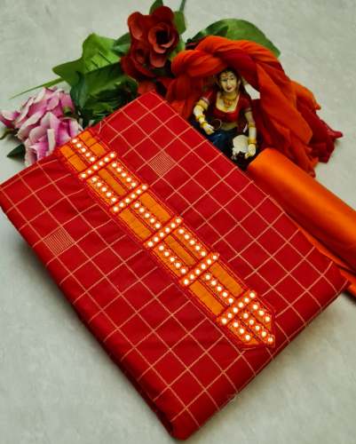 Saanvi Red Cotton Dress Material