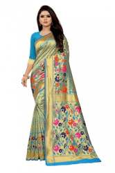  SABNAM  VOL-1 blue cotton silk saree 