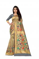  SABNAM  VOL-1 Grey cotton silk saree 