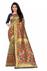  SABNAM  VOL-1 navy blue cotton silk saree 