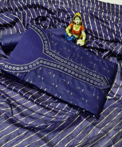  SHALINI Dark Blue Cotton Dress Material