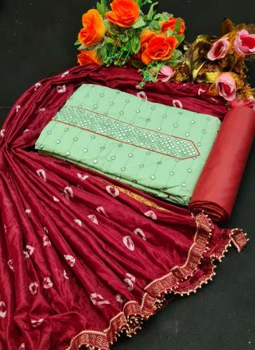 Teena Green  cotton Dress Material
