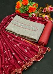 Teena Grey cotton Dress Material