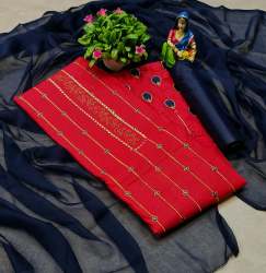 W.H.O Red Cotton Dress Material