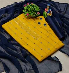 W.H.O Yellow  Cotton Dress Material