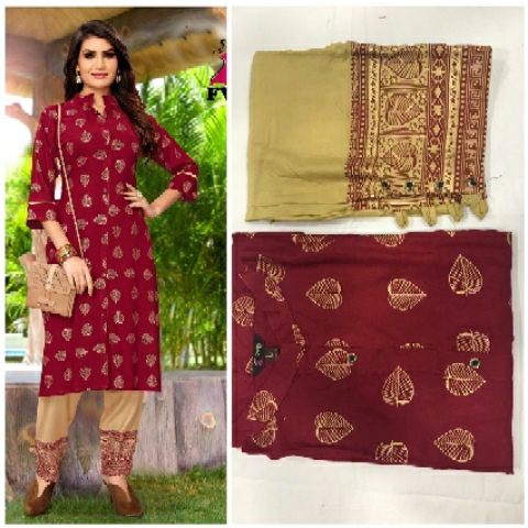 fashion valley dresses (fvd)clasic gold-1, reyon kurty plazo set