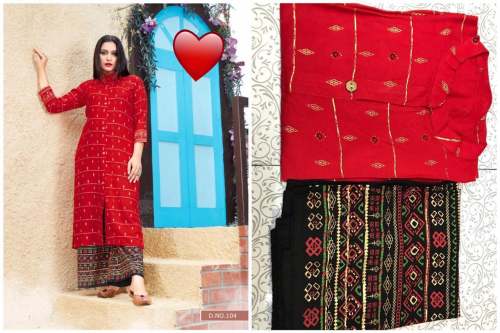 Designer Hand Print Palazzo Kurti  by kara fashion