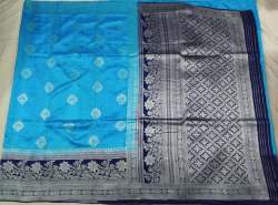 Designer Linen Silver Zari Butta Saree For Ladies