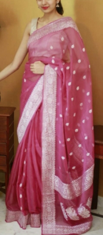 Exclusive Banarasi Khaddi Chiffon Butti Saree for women